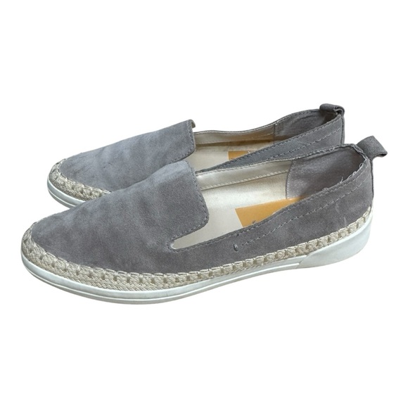 Dolce Vita Reina Slip On Shoe Size 8.5 Gray Leather Jute Casual Shoe Flat - Picture 1 of 8